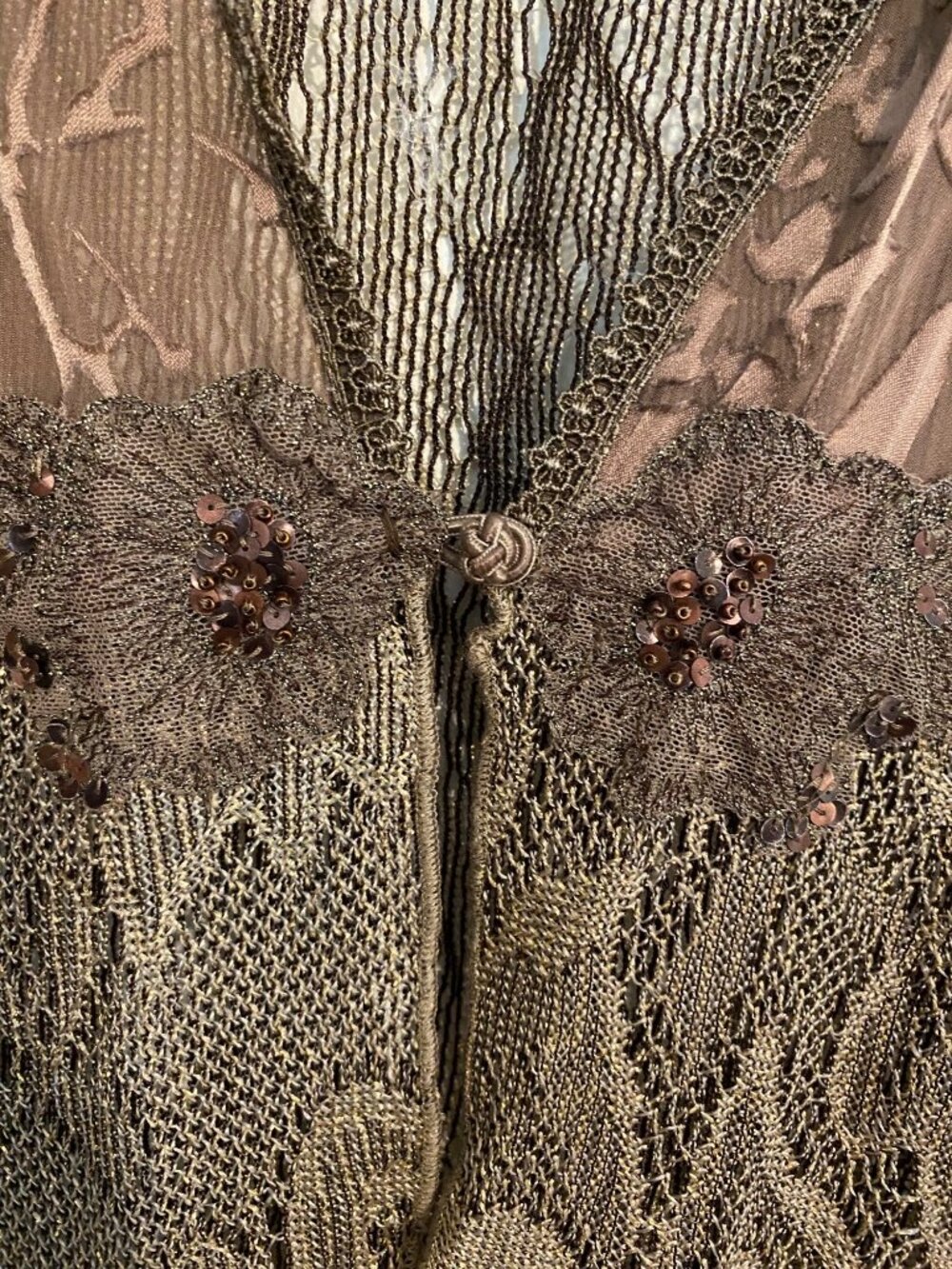 Spencer Alexis Women’s M Vintage Brown Floral Sheer Lace Cardigan Whimsigoth - Picture 14 of 16